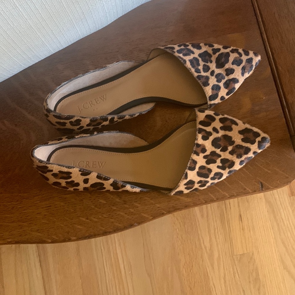 J Crew EUC leopard slip on flats, size 8
